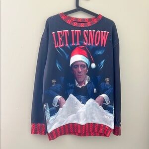 Let It Snow Scarface Tony Montana Christmas Sweatshirt Small